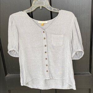 Downeast XS Women's Gray Button-Up Top